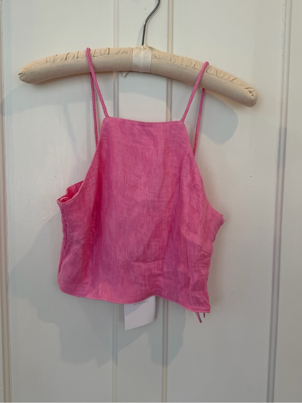 NICOLA Pink Ribbed Crop Tank